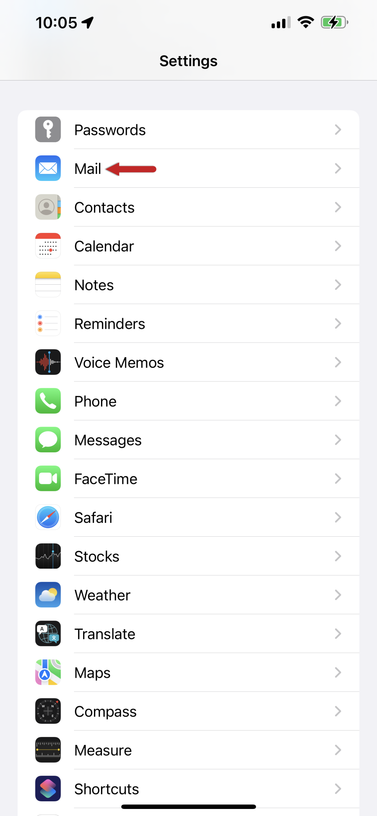 where to find mail setting in iphone