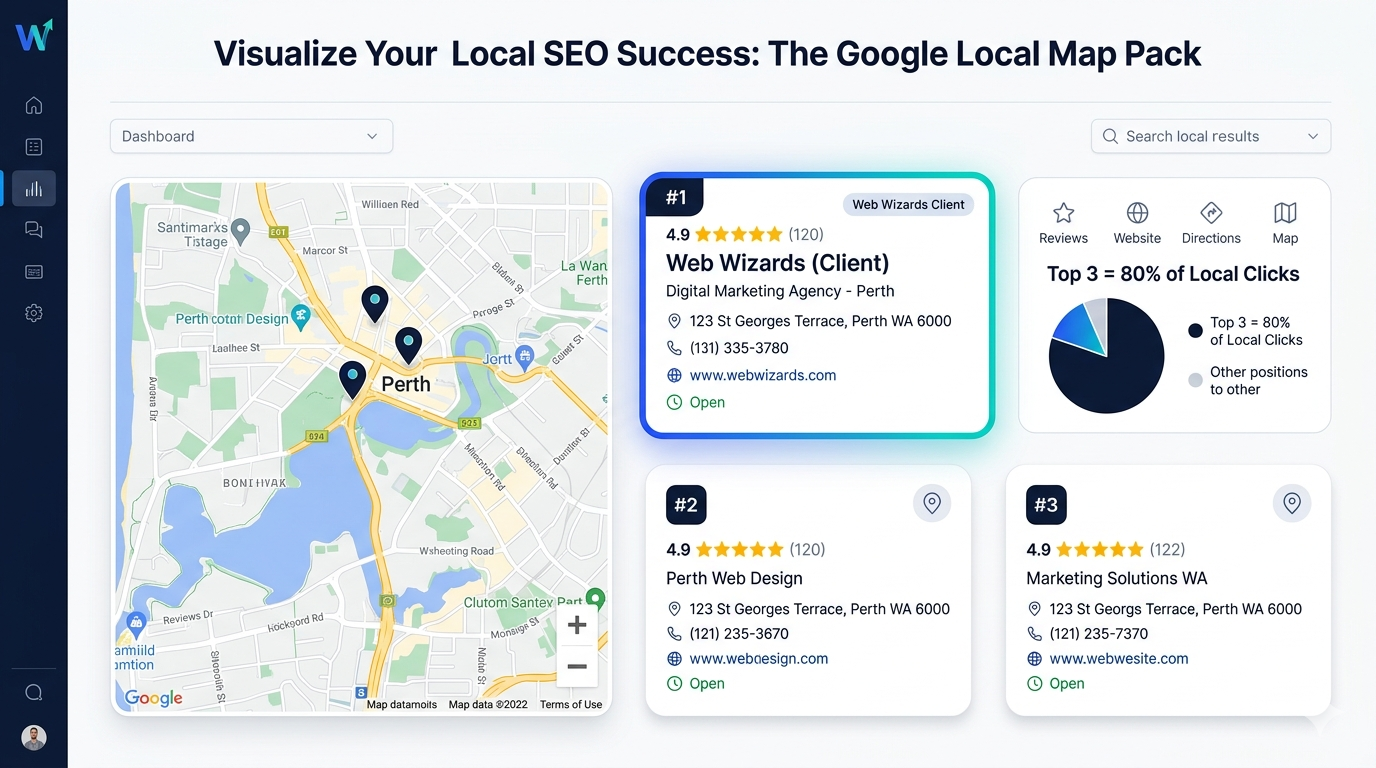 Google Maps Pack: how the top 3 local business listings get most Perth clicks 