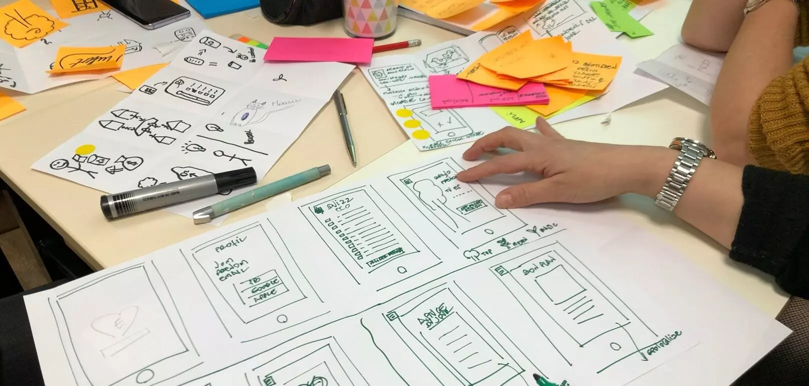 Website wireframes and planning sketches for a custom web development project in Perth